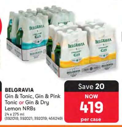 BELGRAVIA Gin & Tonic, Gin & Pink Tonic or Gin & Dry Lemon NRBs