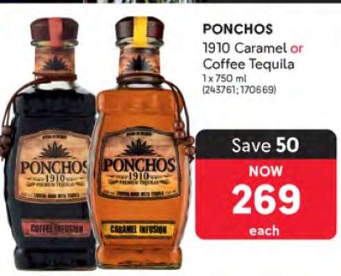 PONCHOS 1910 Caramel or Coffee Tequila
