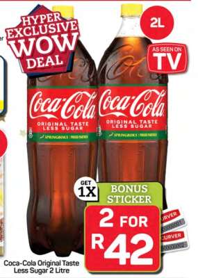 Coca-Cola Original Taste Less Sugar 2 Litre