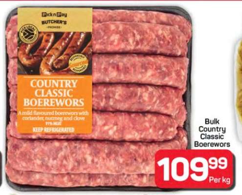 Bulk Country Classic Boerewors