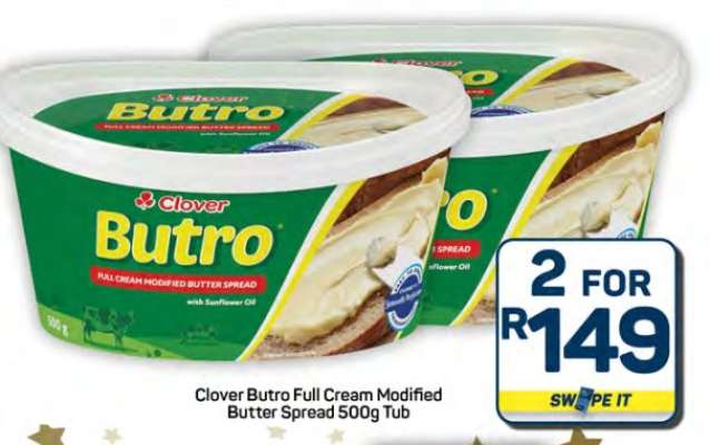 Clover Butro Full Cream Modified Butter Spread 500g Tub