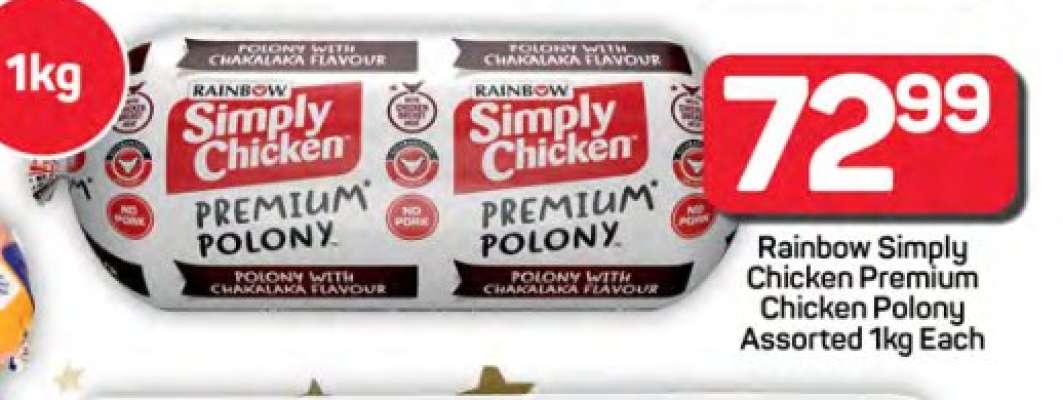 Rainbow Simply Chicken Premium Chicken Polony