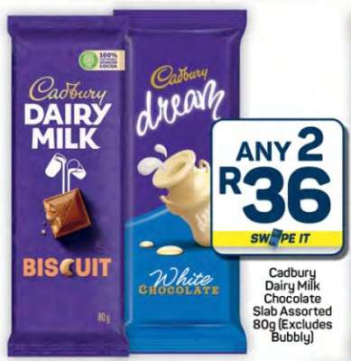 Cadbury Dairy Milk Chocolate Slab Assorted 80g