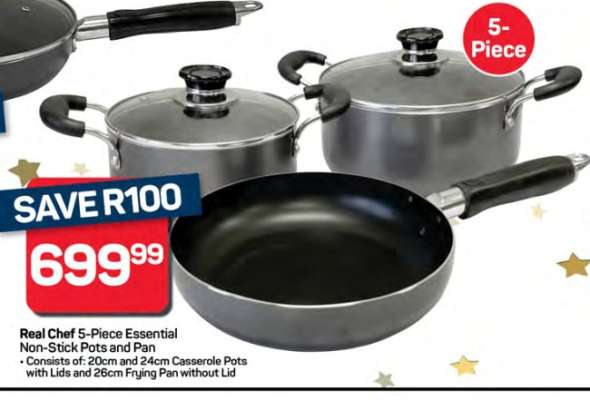 Real Chef 5-Piece Essential Non-Stick Pots and Pan