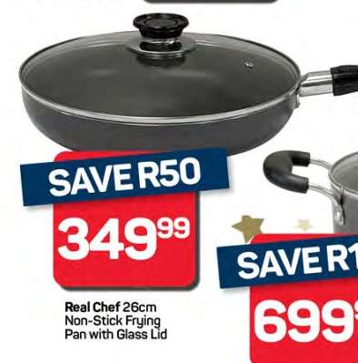 Real Chef 26cm Non-Stick Frying Pan with Glass Lid