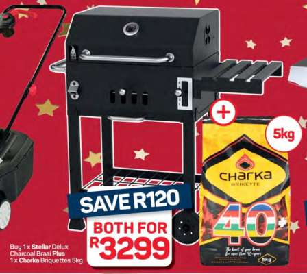 Stellar Delux Charcoal Braai + Charka Briquettes