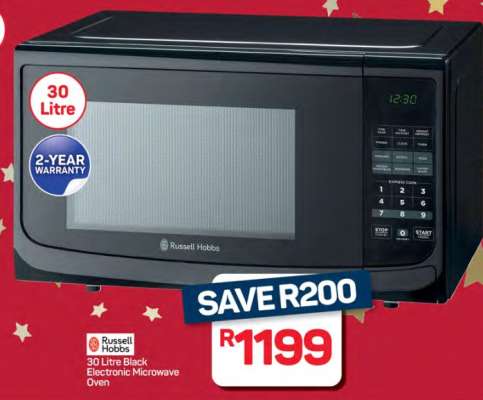 Russell Hobbs 30 Litre Black Electronic Microwave Oven