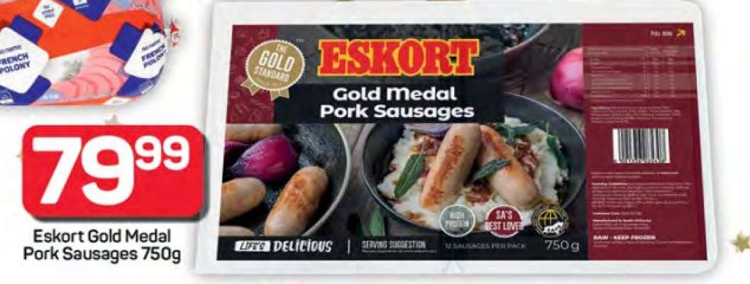 Eskort Gold Medal Pork Sausages 750g