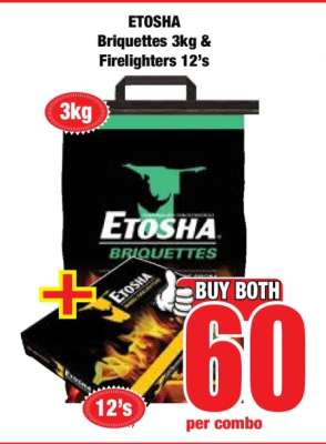 ETOSHA Briquettes 3kg & Firelighters 12's
