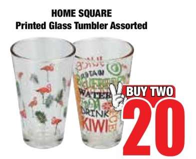 HOME SQUARE Printed Glass Tumbler Assorted