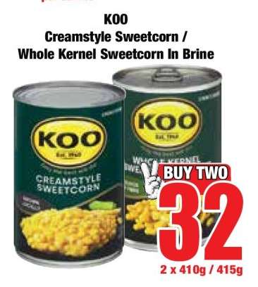 KOO Creamstyle Sweetcorn / Whole Kernel Sweetcorn In Brine