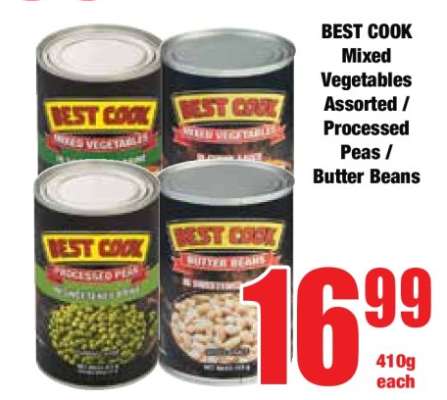 BEST COOK Mixed Vegetables Assorted / Processed Peas / Butter Beans