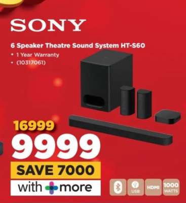 Sony 6 Speaker Theatre Sound System HT-S60