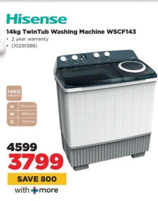 Hisense 14kg TwinTub Washing Machine WSCF143