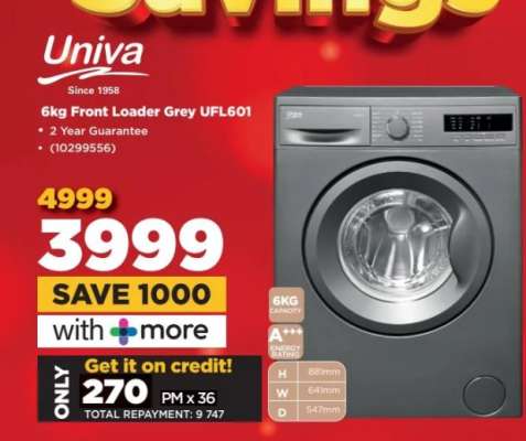 Univa 6kg Front Loader Grey UFL601