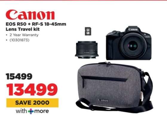 Canon EOS R50 + RF-S 18-45mm Lens Travel kit