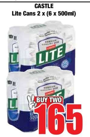 CASTLE LITE CANS 2 X (6 X 500ML)