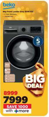 beko 9kg Front Loader Grey BAW202