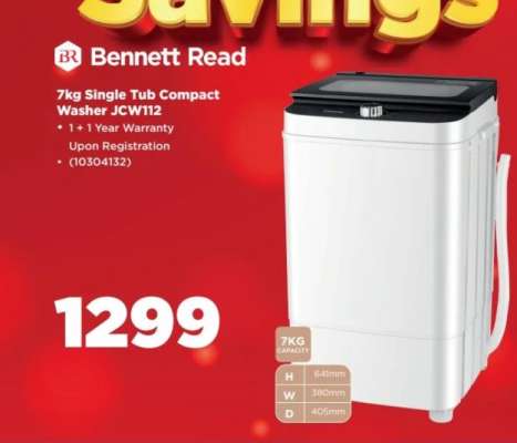 Bennett Read 7kg Single Tub Compact Washer JCWI12
