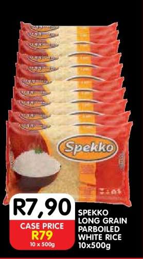 SPEKKO LONG GRAIN PARBOILED WHITE RICE 10x500g