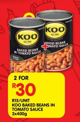 KOO Baked Beans in Tomato Sauce 2x400g