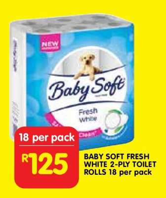 BABY SOFT FRESH WHITE 2-PLY TOILET ROLLS 18 per pack