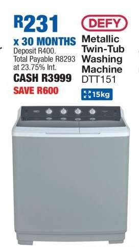 Defy Metallic Twin-Tub Washing Machine DTT151