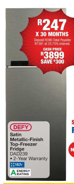DEFY Satin Metallic-Finish Top-Freezer Fridge