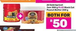 All Gold Apricot Jam 300 g PLUS Black Cat Peanut Butter 250 g