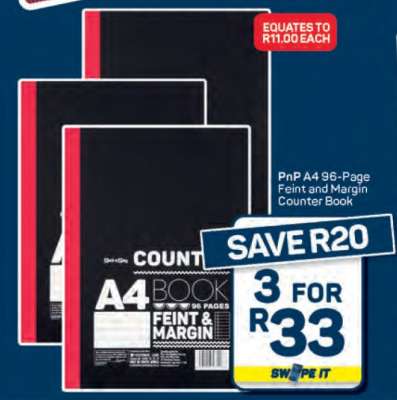 PnP A4 96-Page Feint and Margin Counter Book