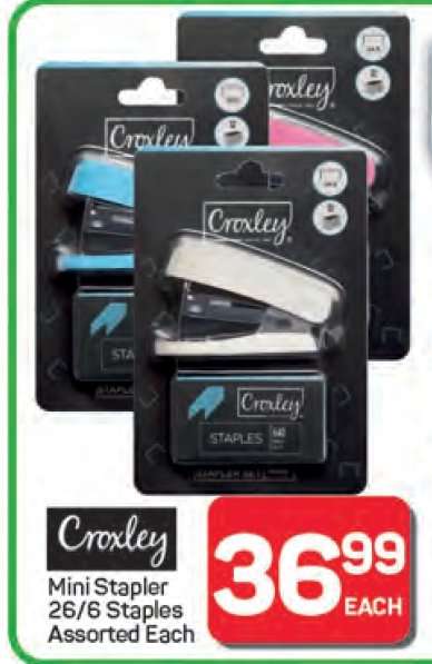 Croxley Mini Stapler 26/6 Staples Assorted Each