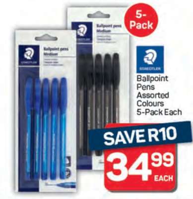 Ballpoint Pens Assorted Colours 5-Pack Each