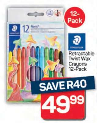 Retractable Twist Wax Crayons 12-Pack