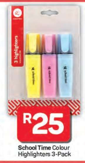 School Time Colour Highlighters 3-Pack