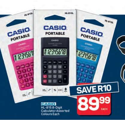 CASIO HL-815 8-Digit Calculator Assorted Colours Each