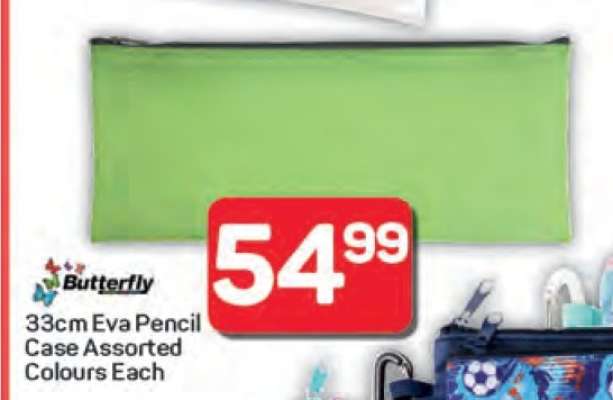 Butterfly 33cm Eva Pencil Case Assorted Colours Each