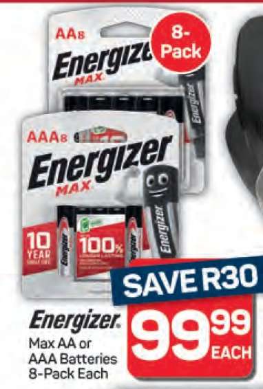 Energizer Max AA or AAA Batteries 8-Pack Each