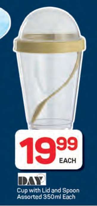 Cup with Lid and Spoon Assorted 350ml Each