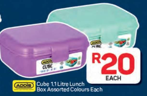 Cube 1.1 Litre Lunch Box Assorted Colours Each