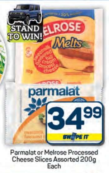 Parmalat or Melrose Processed Cheese Slices Assorted 200g Each