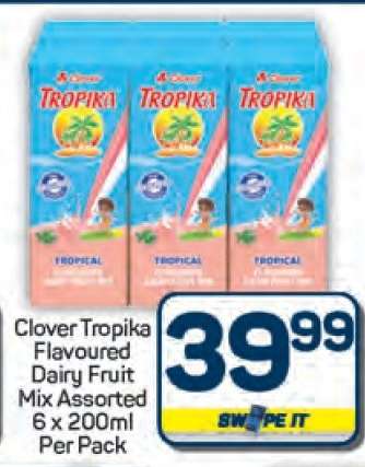 Clover Tropika Flavoured Dairy Fruit Mix Assorted 6 x 200ml Per Pack