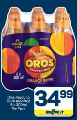 Oros Ready to Drink Assorted 6 x 300ml Per Pack