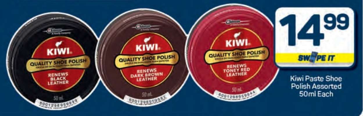 Kiwi Paste Shoe Polish Assorted 50ml Each