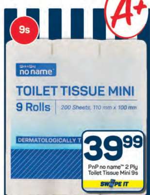 PnP no name™ 2 Ply Toilet Tissue Mini 9s