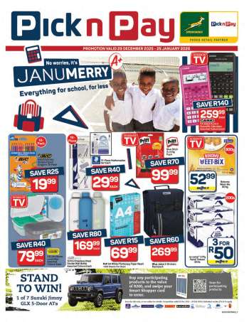 Pick n Pay catalogue  - 29/12/2025 - 25/01/2026.
