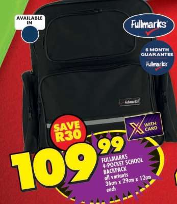 FULLMARKS 4-POCKET SCHOOL BACKPACK