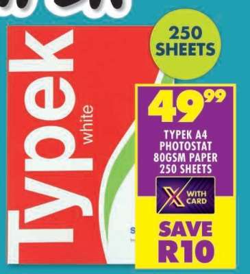 Typek A4 Photostat 80GSM Paper 250 Sheets
