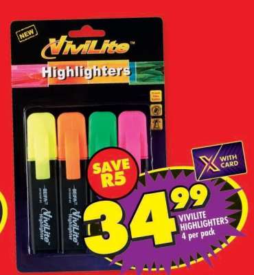 VIVILITE HIGHLIGHTERS 4 per pack
