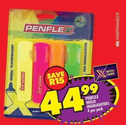 PENFLEX HIGLO HIGHLIGHTERS 4 per pack