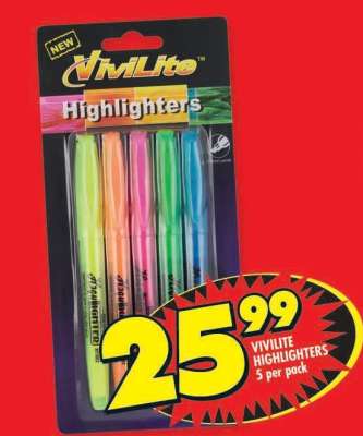 Vivilite Highlighters 5 per pack